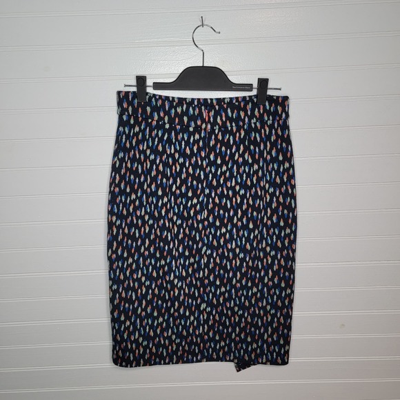 Maeve Anthropologie Size 8 Long Midi Skirt Geometric Artsy Eccentric Faux Wrap - Picture 2 of 9